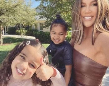Dream Kardashian with her Cousin True and aunt Khloe Kardashian
